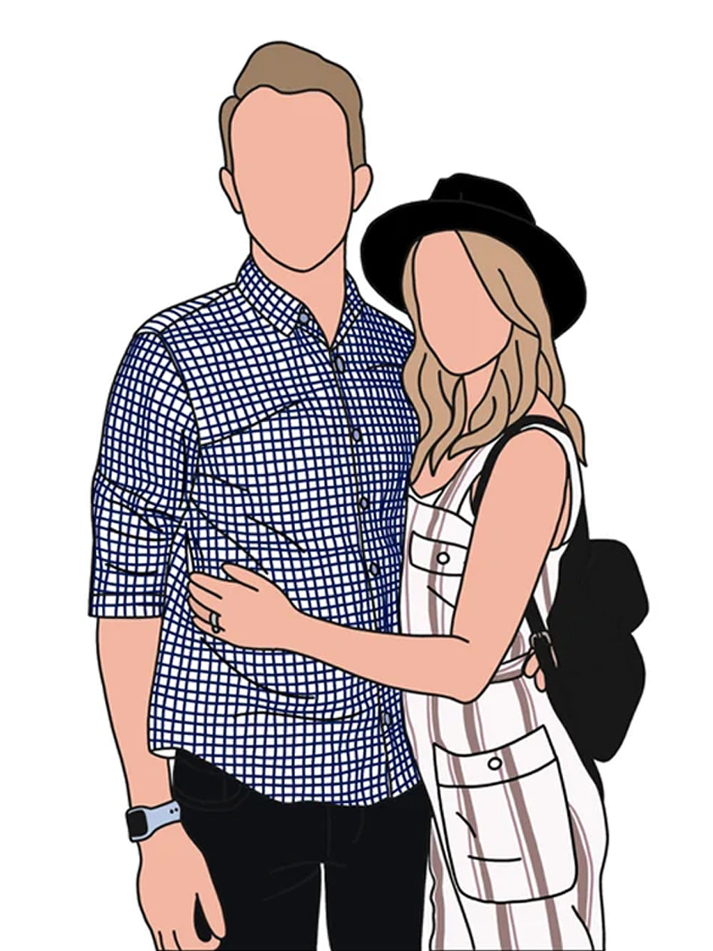 Faceless Portrait, Faceless Art, Custom Faceless Illustrations