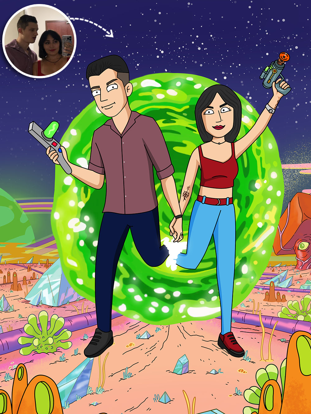 Rick and Morty Custom Portrait, Rick and Morty Portrait | Turn Me Cartoons