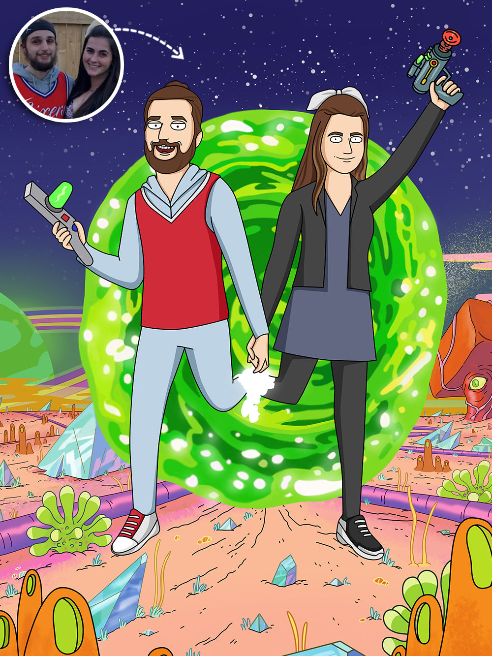 Rick and Morty Custom Portrait, Rick and Morty Portrait | Turn Me Cartoons