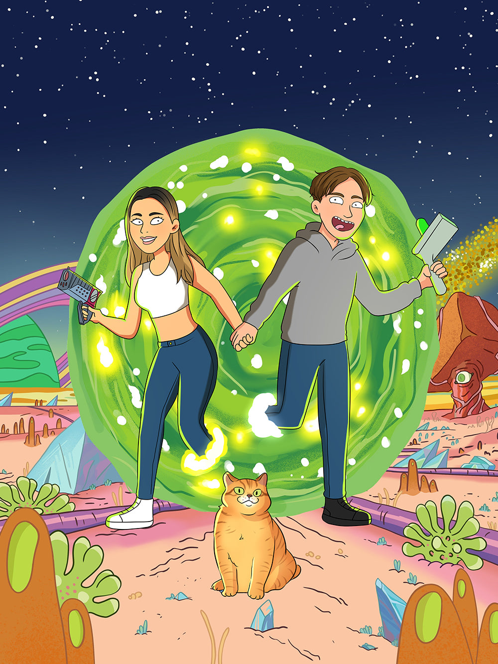 Rick and Morty Custom Portrait, Rick and Morty Portrait | Turn Me Cartoons