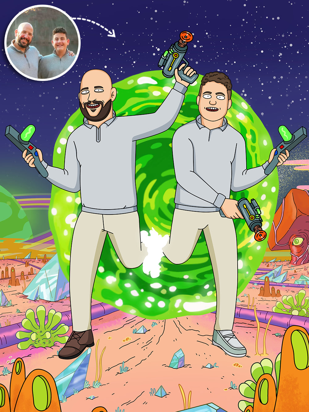 Rick and Morty Custom Portrait, Rick and Morty Portrait | Turn Me Cartoons