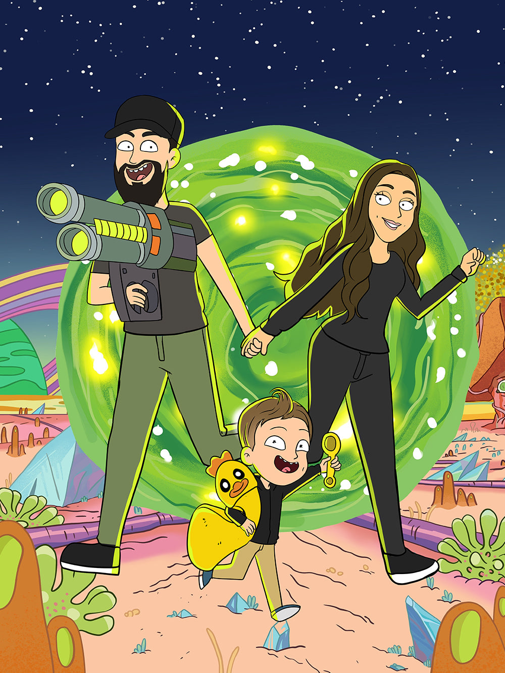 Rick and Morty Custom Portrait, Rick and Morty Portrait | Turn Me Cartoons