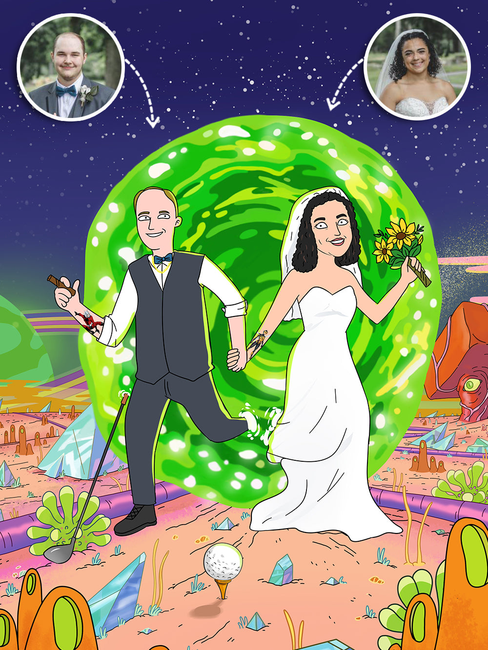 Rick and Morty Custom Portrait, Rick and Morty Portrait | Turn Me Cartoons