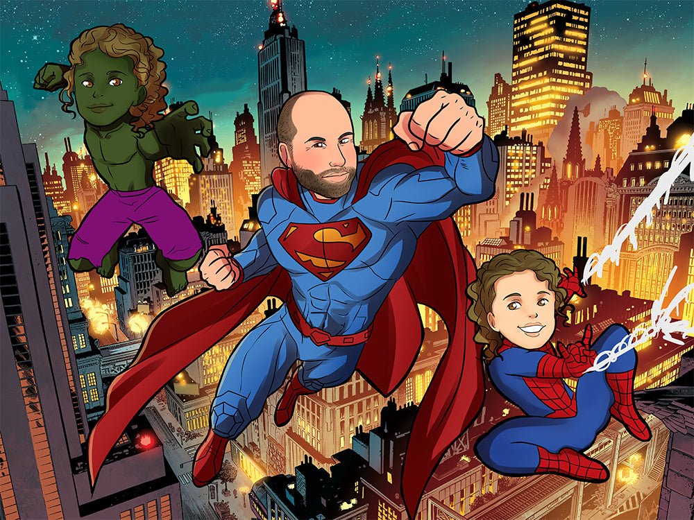 Personalized Superhero Portrait, Superhero Custom Portrait | Turn Me Cartoons