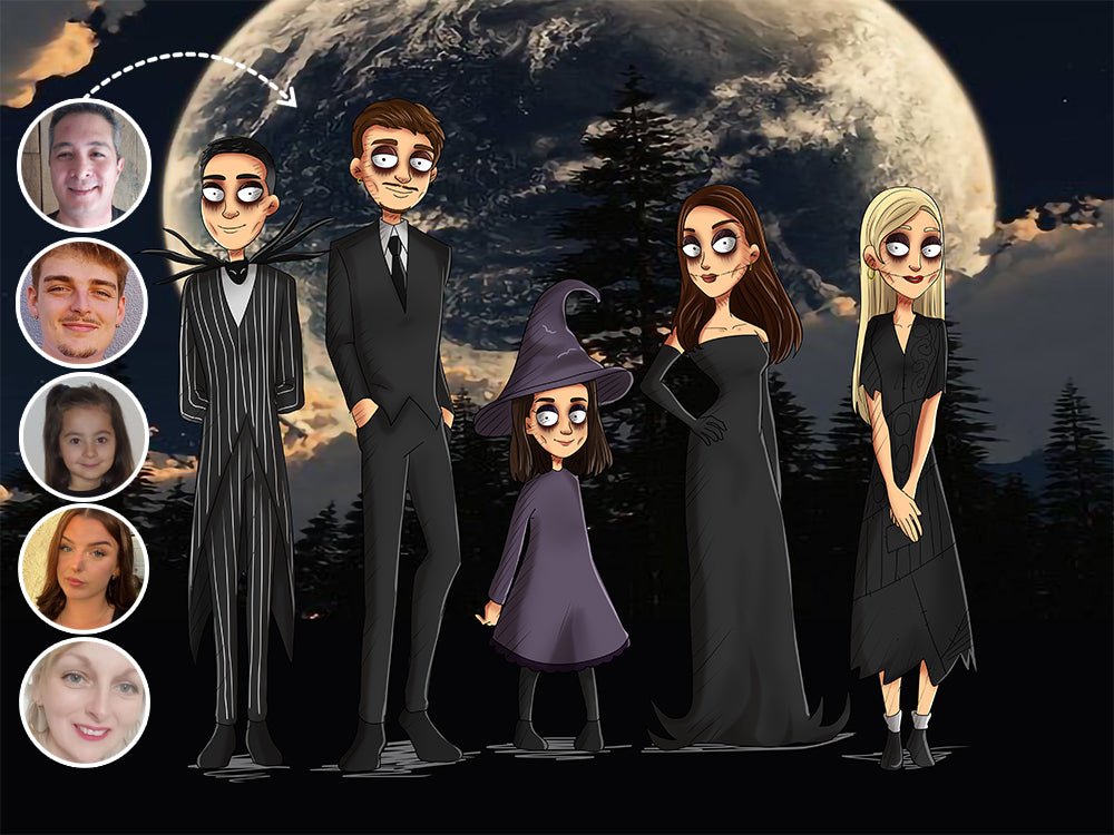 Digital Tim Burton Style Custom Portraits, Nightmare portrait | Turn Me Cartoons