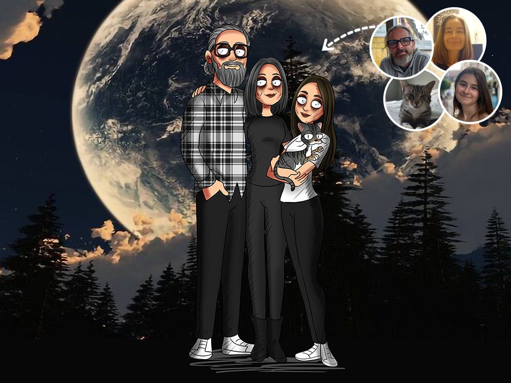 Digital Tim Burton Style Custom Portraits, Nightmare portrait | Turn Me Cartoons