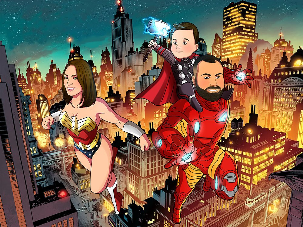 Personalized Superhero Portrait, Superhero Custom Portrait | Turn Me Cartoons
