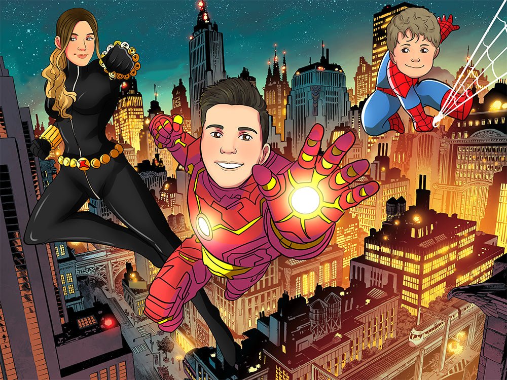 Personalized Superhero Portrait, Superhero Custom Portrait | Turn Me Cartoons