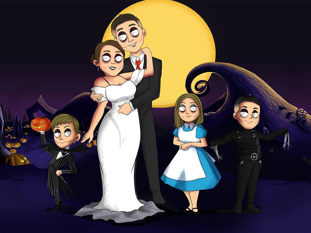 Digital Tim Burton Style Custom Portraits, Nightmare portrait | Turn Me Cartoons