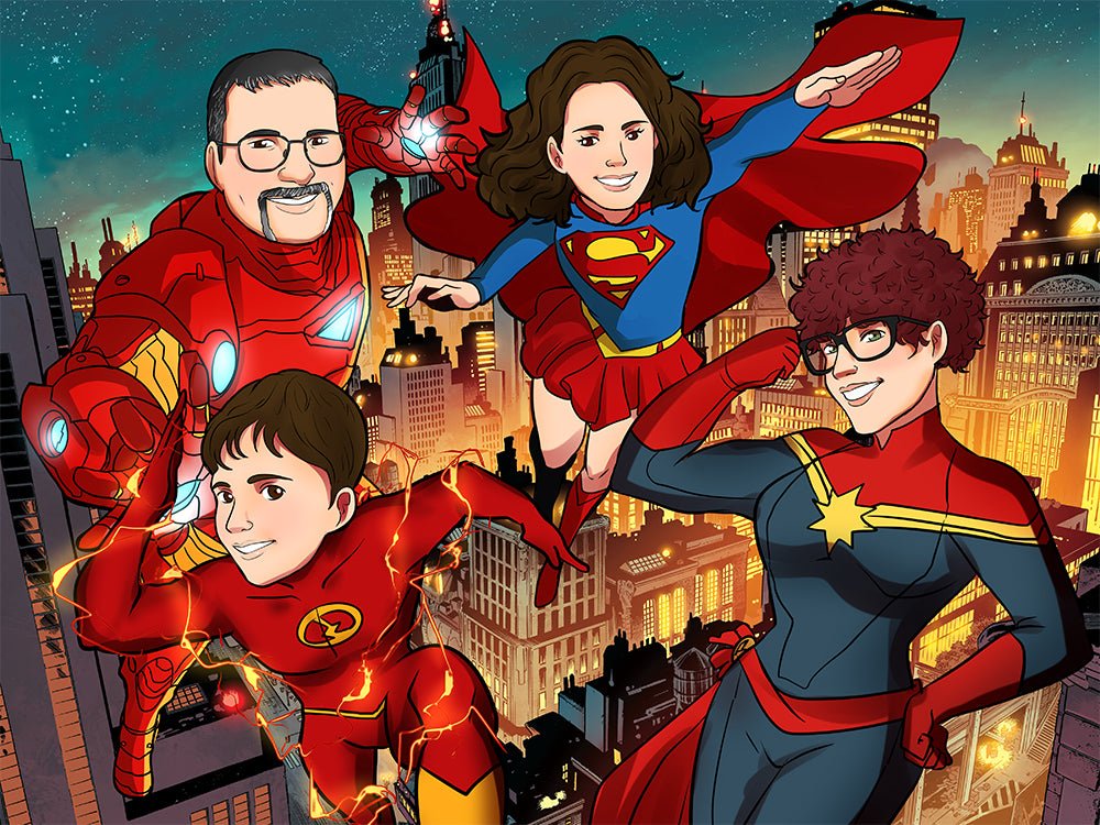 Personalized Superhero Portrait, Superhero Custom Portrait | Turn Me Cartoons