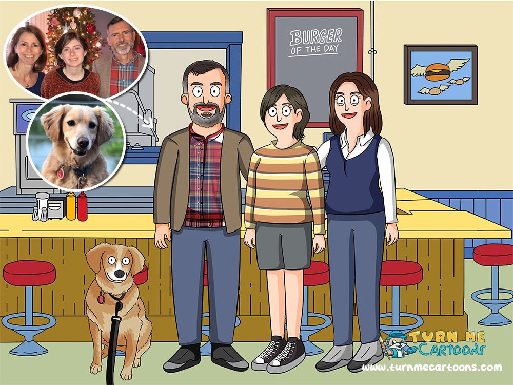 Bobs Burger Portrait, Bobs Burgers Family Portrait | Turn Me Cartoons