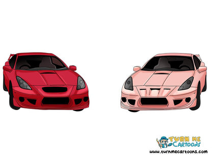 Car Cartoon Vector Art, Carros, Personalized Car Portrait | Turn Me Cartoons